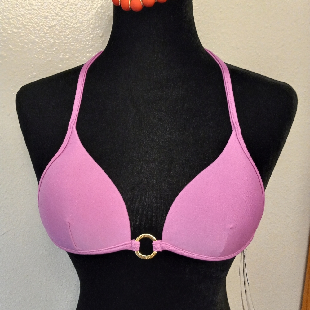 Cia Maritima Brazilian Bikini Solid Swim Top w Logo Detail